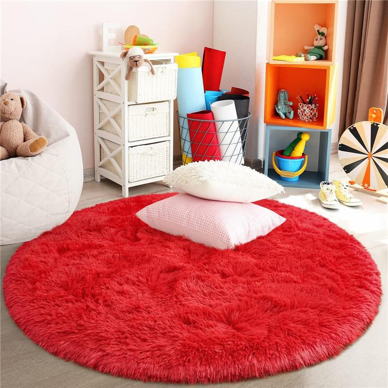 2x2m Round Rug for Bedroom, Super Fluffy Circle Rugs for Baby Nursery Furry Carpet for Children Kids Room, Cute Soft Shaggy Rug for Girls Home Decor