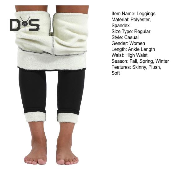 Leggings de Invierno para Mujer Forro de Felpa Grueso Cálido Elástico Cintura Alta Compresión Flaca Cálido Suave Color Sólido Pantimedias Ropa Interior Yoga Ropa de Hogar Pantalones