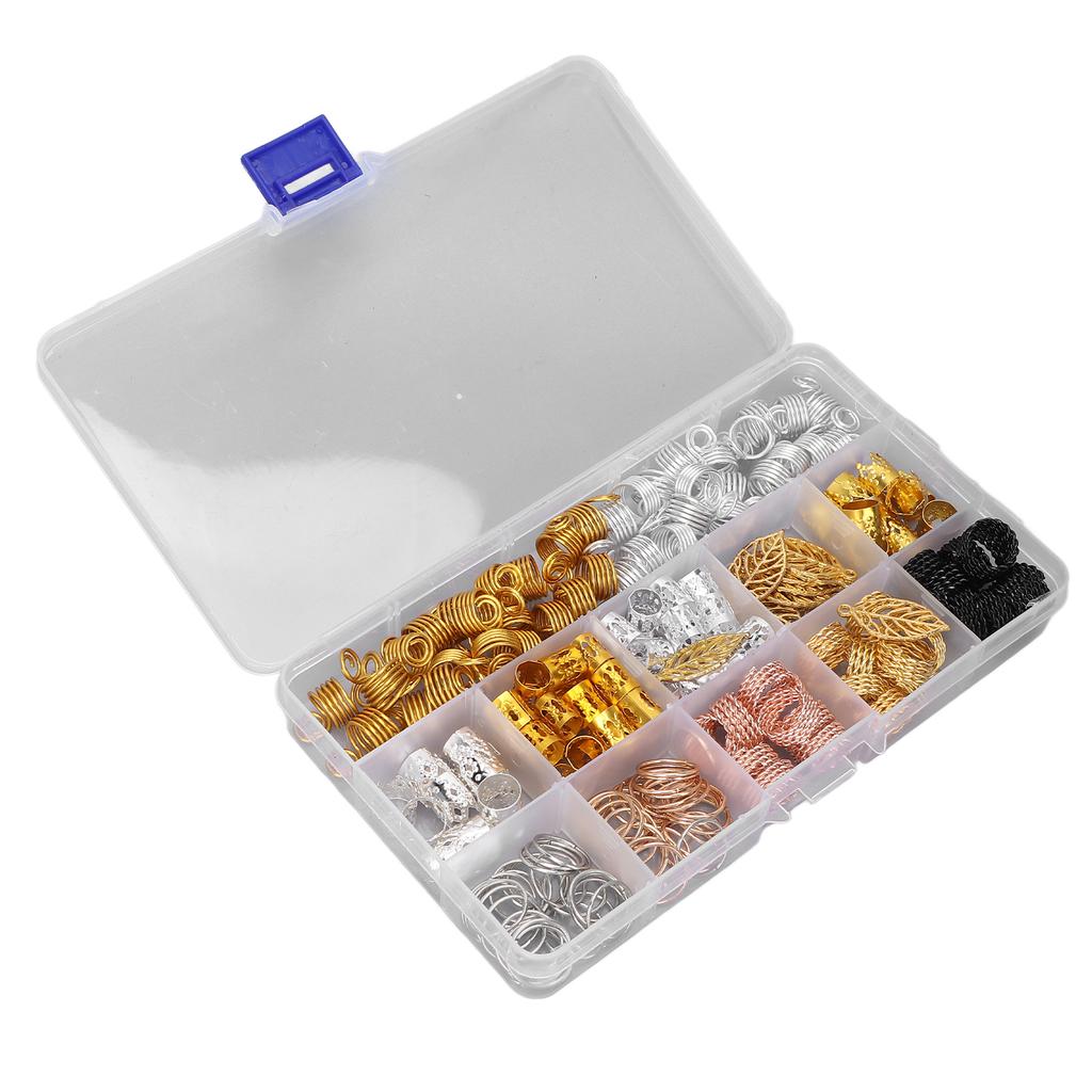 200pcs Hair Braiding Beads DIY Dreadlocks Hair Tube Cuffs Beads Hair Accessories for Hair Clip