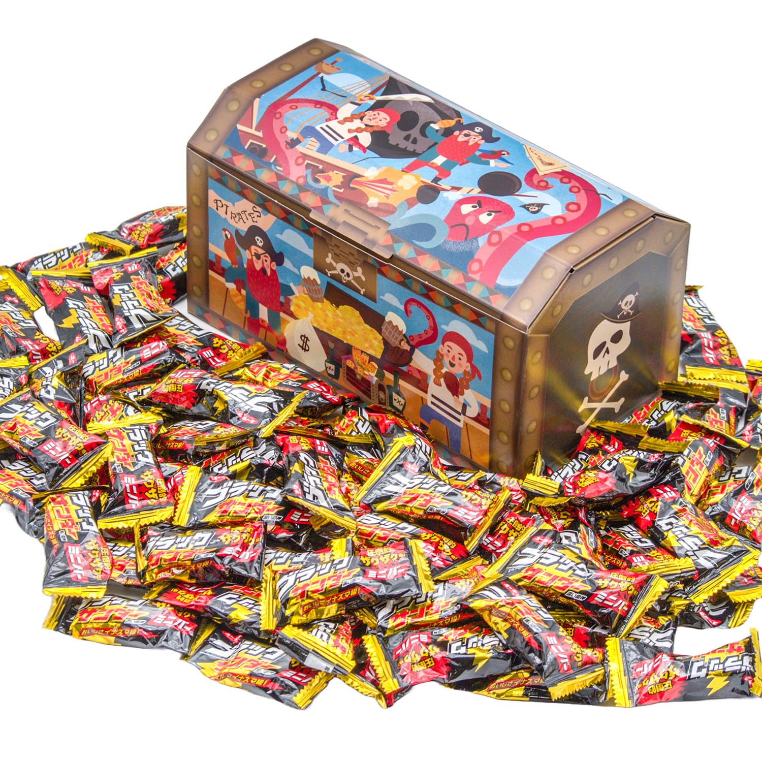 Black Thunder Pirate Treasure Chest Mini Bar, 900g, assorted chocolates, perfect as a gift.