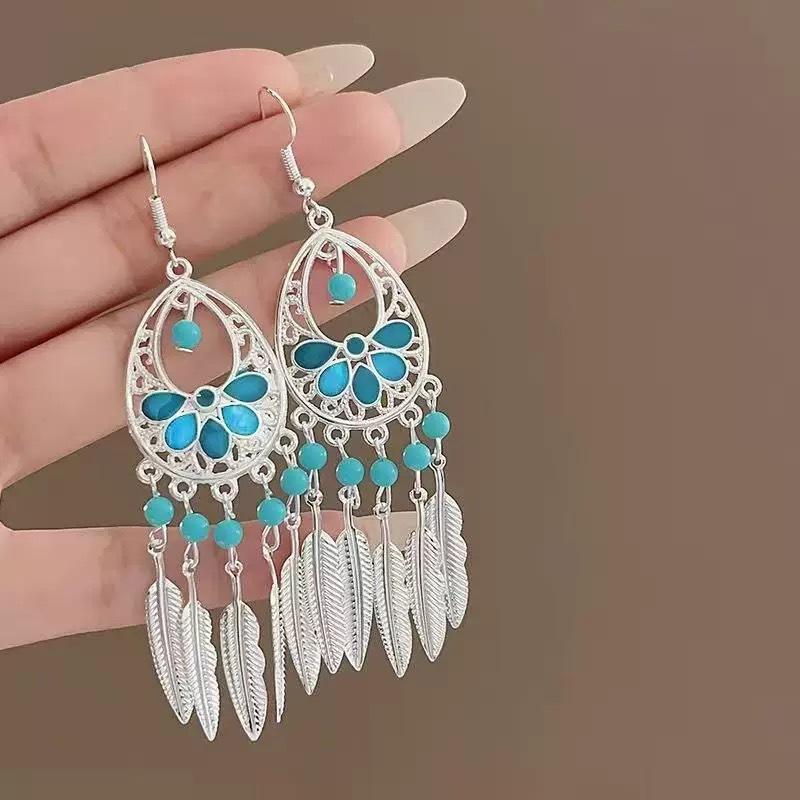 Ethnic Bohemian Long Tassel Earrings Vintage Beach Vacation Jewelry Retro Drop Dangle Ear Accessories For Women