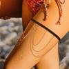 European & American Lace Elastic Rope Multi-layer Leg Chain with Hollow Heart & Rose Pendant