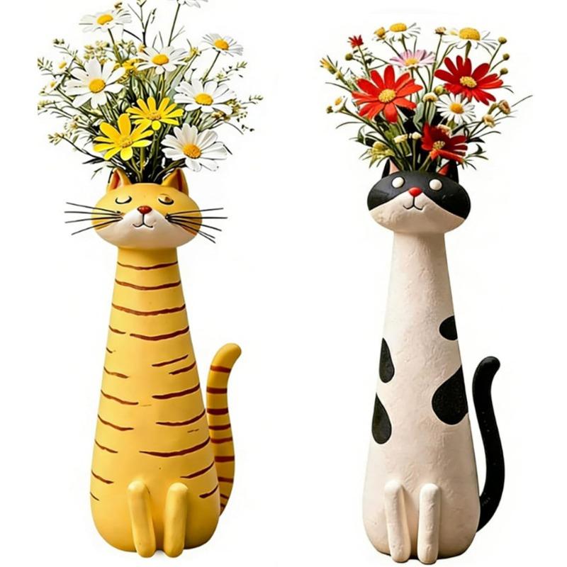 2pcs Cute Cat Shaped Flower Vase for Desk Shelf Decor Gardening Gift Home Decor