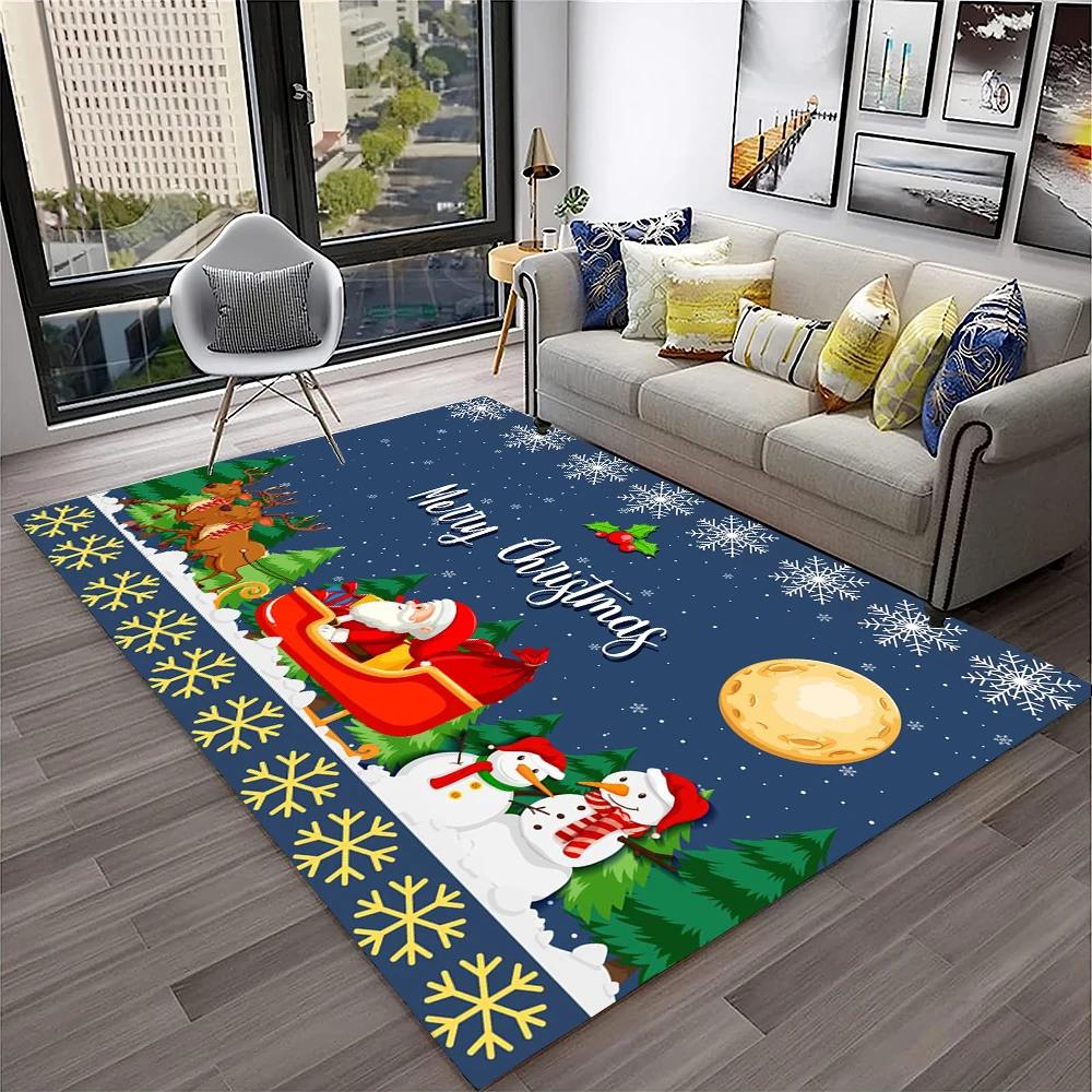 Alfombra con diseño de Papá Noel y árbol de Navidad para niños, regalo para el hogar, sala de estar, dormitorio, sofá, decoración, alfombrilla antideslizante