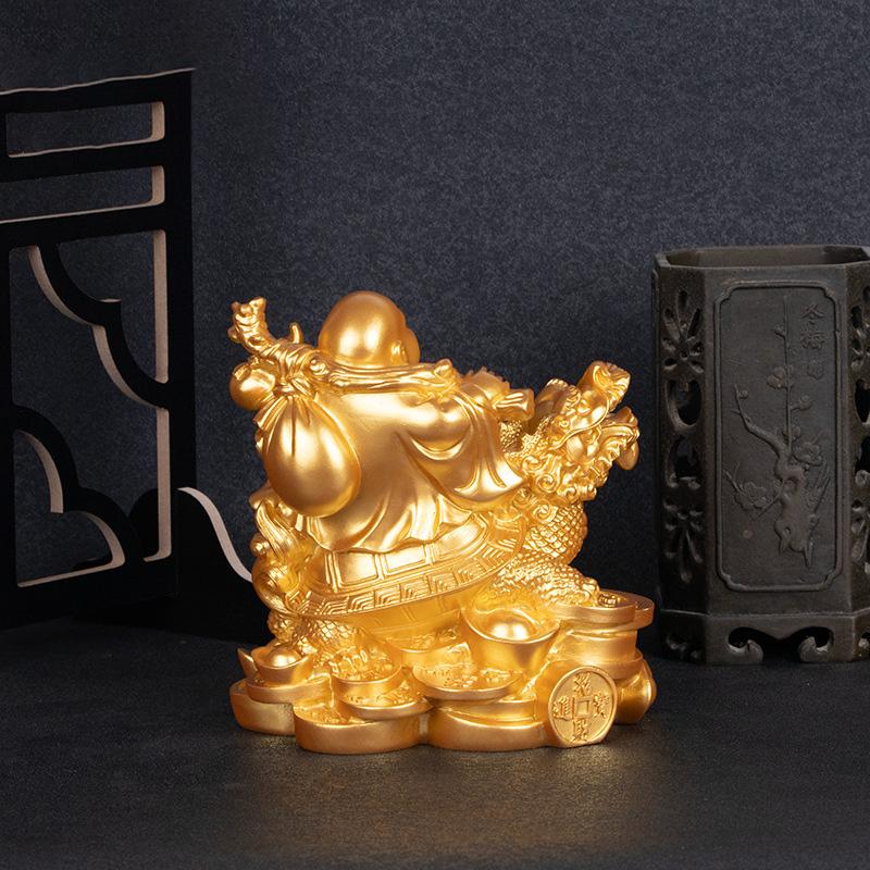 1PC Fortune Figurine Laughing Buddha Statue Chinese Feng Shui Resin God of Wealth Home Decor