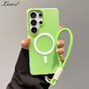 Matte for Magsafe Lanyard Case for Samsung Galaxy S25 S26 Ultra S23 S22 Plus S24 FE A16 A56 A55 Wrist Strap Candy Color Cover
