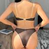 Set de lenjerie de corp cu broderie din dantelă franțuzească pentru femei Set sutien push up ultrasubțire și respirabil Lenjerie de lux Sutien și tanga romantice
