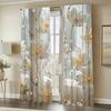 2pcs Gold Floral Crystal Print Curtains – Elegant White and Gold Blossom Design for Living Room Bedroom Office Kitchen and More
