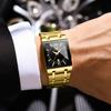 Fashionable Men Watch Waterproof Calendar Square Stainless Steel Strap Quartz Watch Watches for Man