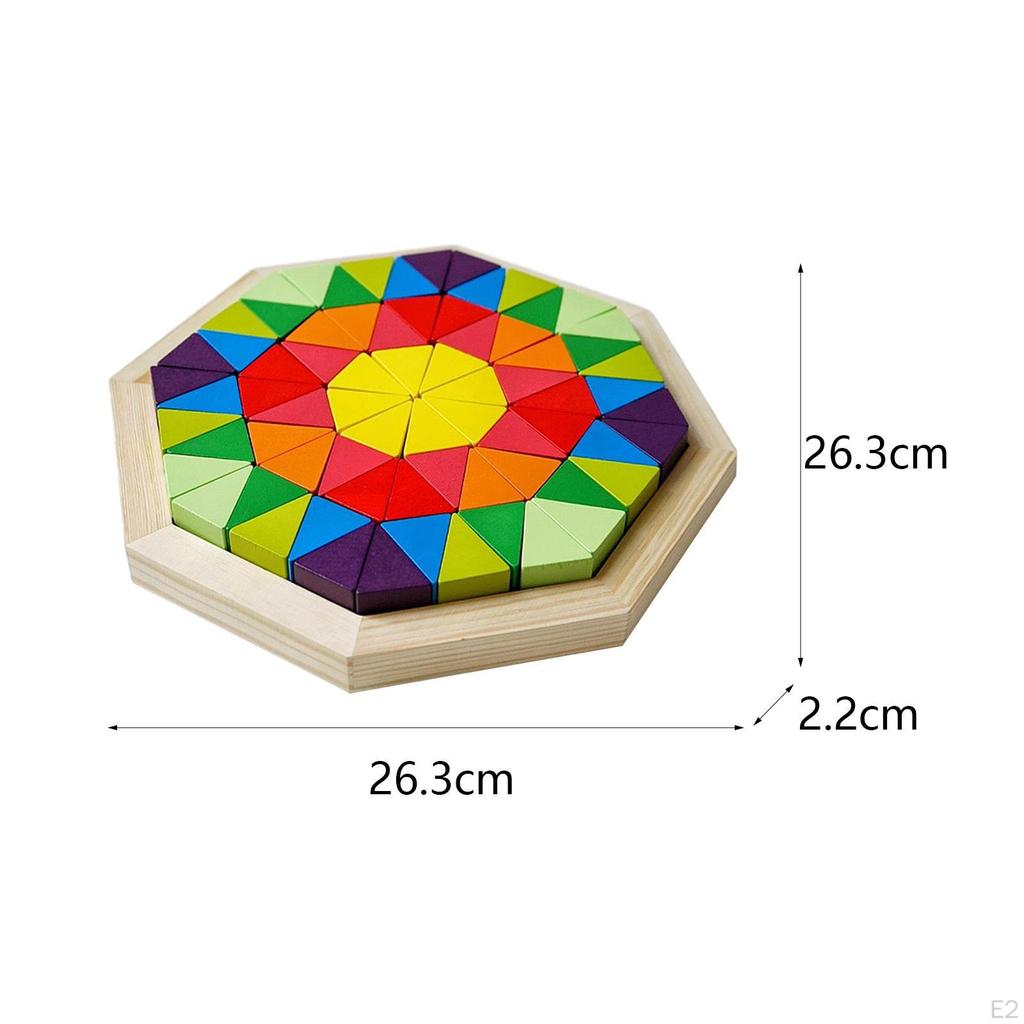 Wooden Blocks Puzzle, Tangram Jigsaw Stem Shape Pattern Block, Puzzle for Colors,