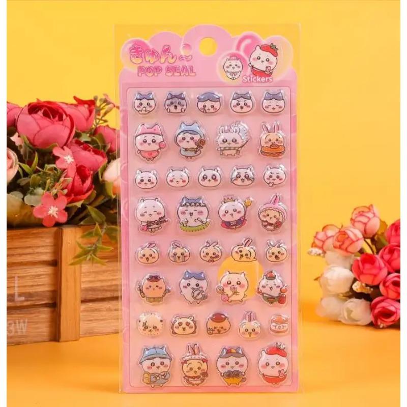 JiyakawaCute Cartoon Giey Kawa Stickers 3D Relief Stickers Cute And Charming Bubble Stickers Hand Account Decoration Notebook Stickers