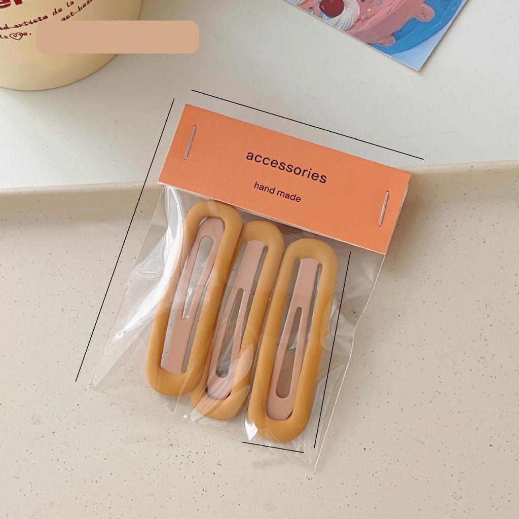 Épingles à cheveux simples givrées pour filles, 3 pièces, pinces à cheveux carrées, ovales, Triangle, pour enfants, épingles à cheveux, cliquez sur clac