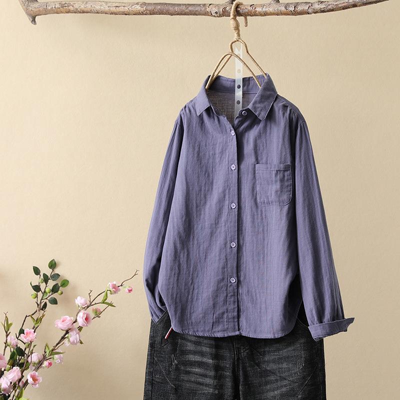 Literary Spring Women's Tops, Simple Urban Casual Shirts, Women