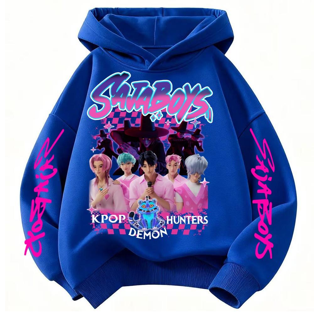 KPop Demon Hunter Rumi Derpy Cartoon Girls Boy Hooded Sweatshirt Warm Children's Korean Wave Fashion Casual Tops Casual Clothing