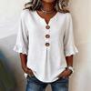 Top da Donna con Scollo a V in Lino con Bottoni Blusa Casual Estiva Traspirante Leggero T-shirt per Spiaggia Ufficio Vacanze