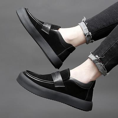 Herrenmode Kuhveloursleder Schuhe Slipper Slipper schwarz Trend Plateau Loafer Hochzeitsfeier Kleid Band Designer Schuhe