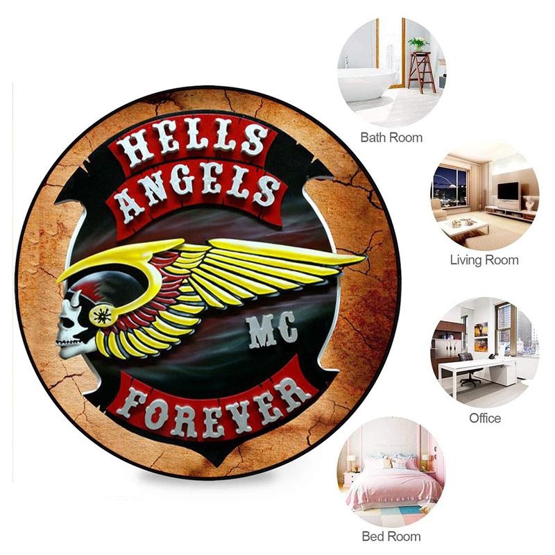 Gang violence Motorcycle enthusiasts Hells Angels Motorcycle Club circular carpet is soft, home, bedroom, door mat decoration, and non slip carpet E5