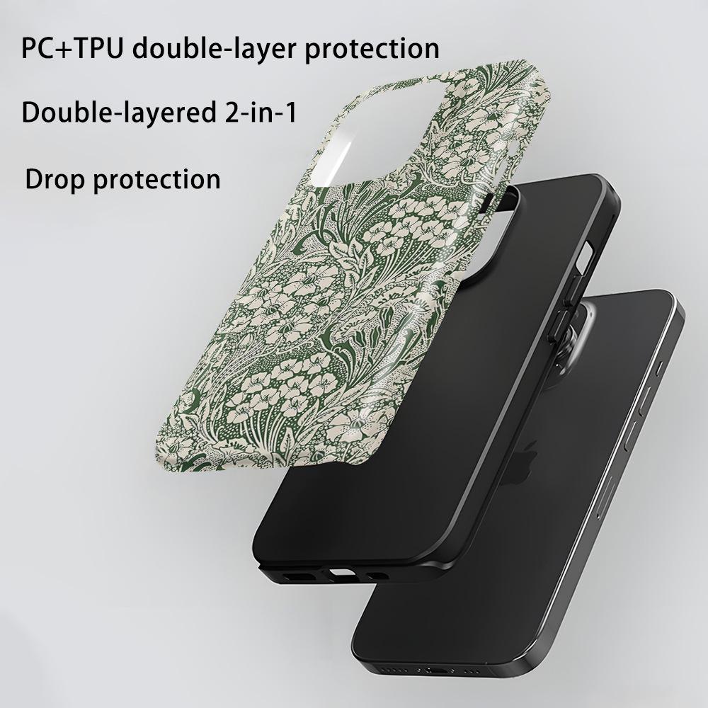 Retro Flower Two-in-one Film Shell Apple 17pro Premium Sense Magsafe Magnetic Mobile Phone Case Iphone16