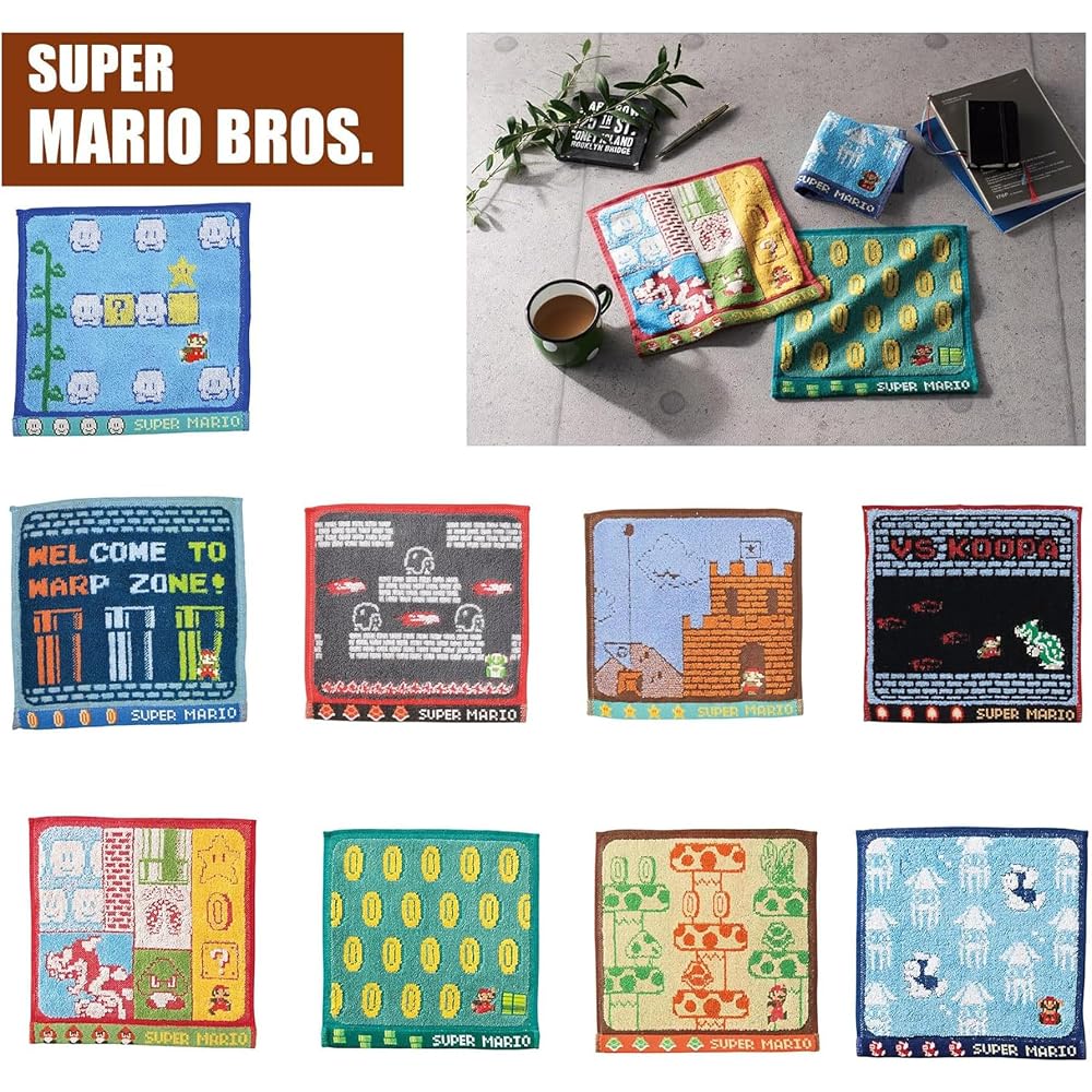 Marushin Hand Towel Mini Towel Nintendo Mario Bowser Castle Stage Cotton Handkerchief Character W...