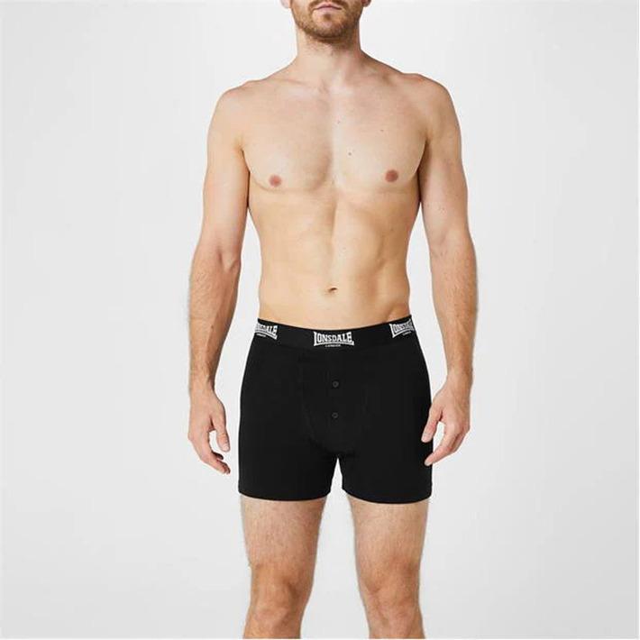 2x Black LONSDALE Men's Boxer Shorts In Box, Size L