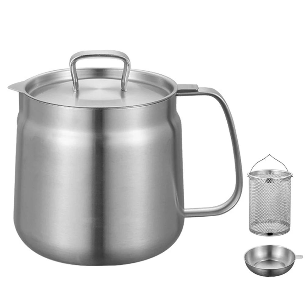 

Универсальный масляный фильтр из нержавеющей стали объемом 1,5/2 л, большой емкости с фильтром, корзиной для жарки, фритюрницей, сепаратором жира