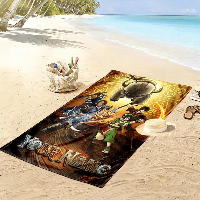 Name Custom TEAM AVATAR Cartoon Print Beach Towel, Large Soft Quick Dry Towel for Beach Camping Swimming