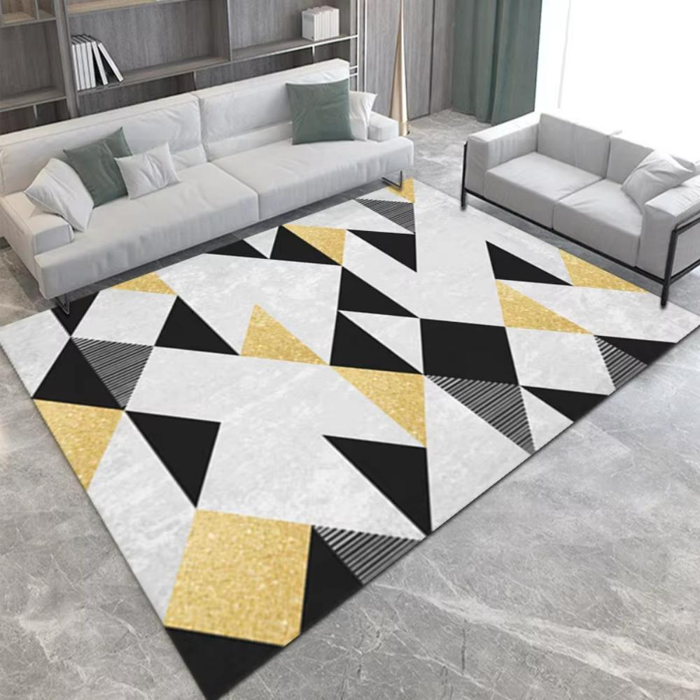 Luxury Geometric Printed Carpet for Living Room Decor Sofa Coffee Table Rugs Bedroom Lounge Kitchen Nonslip Floor Mat Doormat