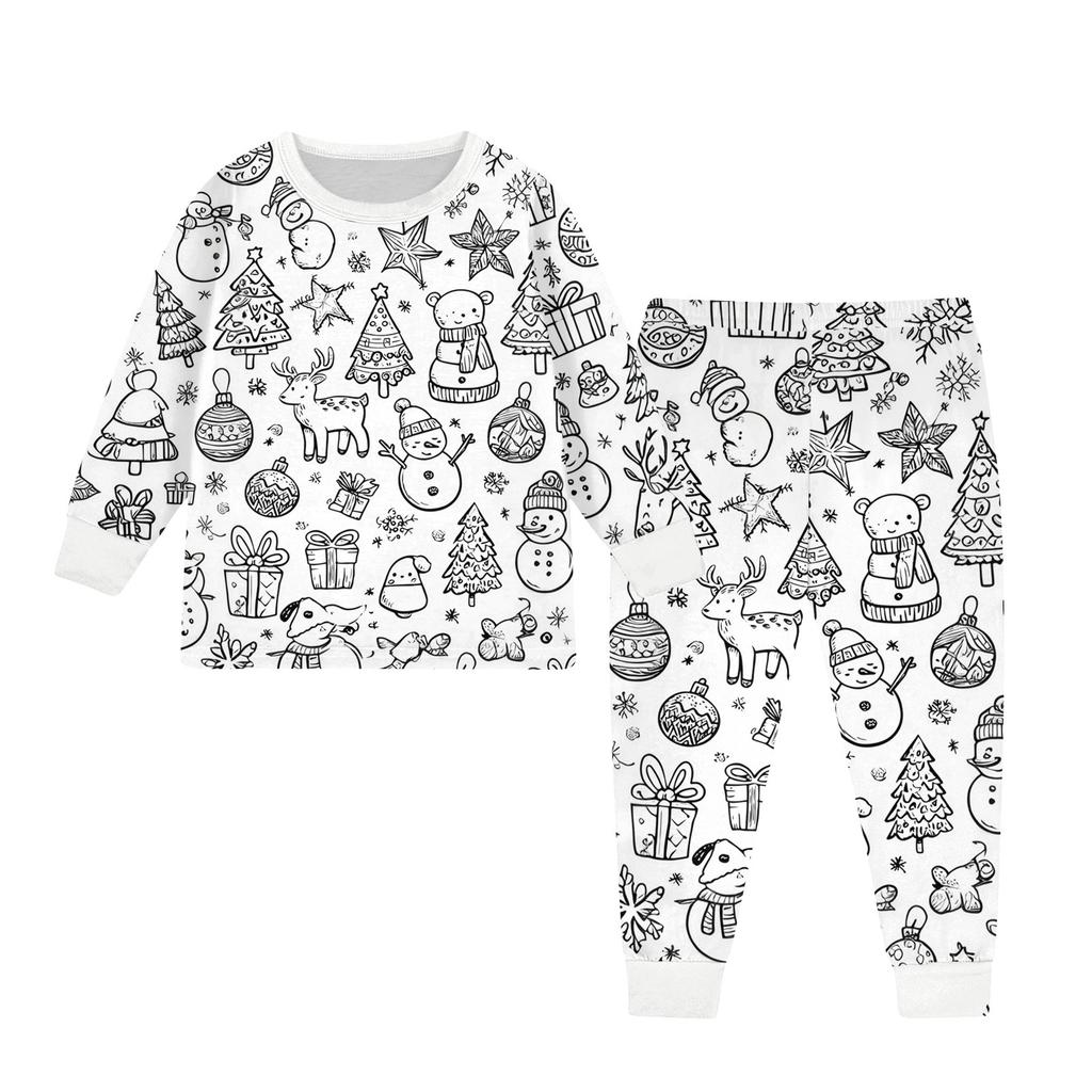 Kids Colorable Pants Set Boys Girls Funny DIY Hand Painted 2 Piece Outfits Cartoon Coloring Clothing Sets