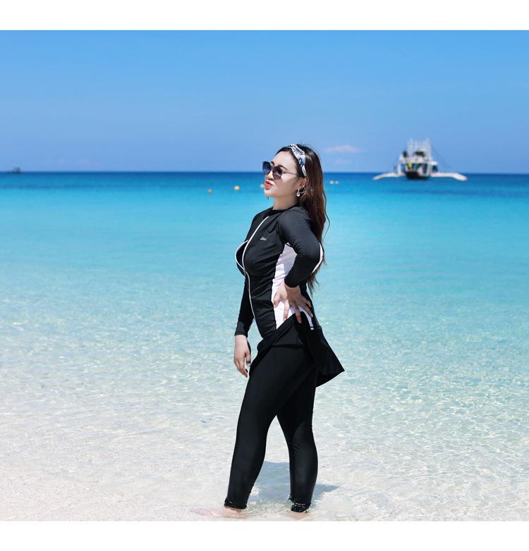 Plus-Size Women's Two-Piece Diving Suit, XL, Long Sleeves & Pants, Sun Protection, Slimming, Jellyfish-Resistant, 5-Piece Set