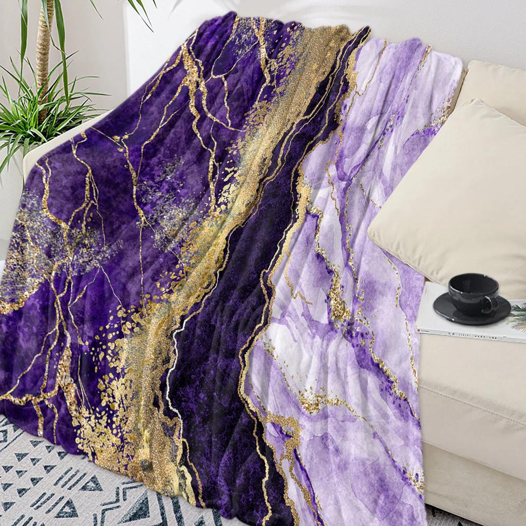 Beautiful Teal Marble Pattern Flannel Blanket Warm Soft Sofa Blanket Winter Sheet Bedspread Camping Travel Blanket