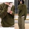 Women's Retro Avocado Green Knit Pullover Sweater - Loose Fit, Ideal for Autumn/Winter Layering