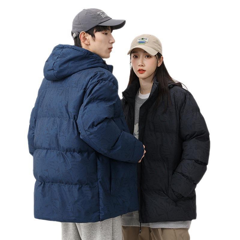 Gepolsterte Baumwollkleidung für Herren ist im Winter locker und verdickt, warme Jacken, trendige Baumwolljacken in großen Größen und Ahornblatt-Brotkleidung.