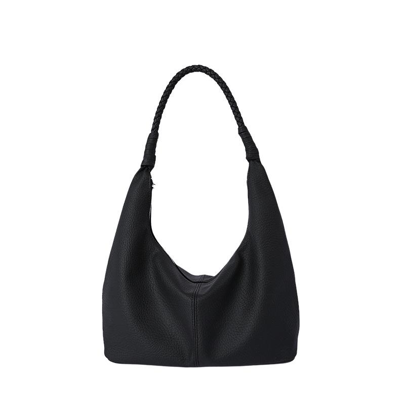 Stylish Faux Leather Hobo Bag with Braided Shoulder Strap Slouchy Large Capacity Zip Top Tote Purse
