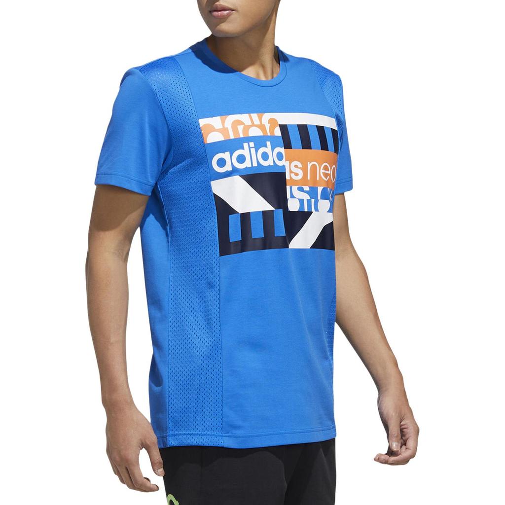 adidas Neo T Shirts Men's Blue Crew Neck Moderate Straight Fit FN6495