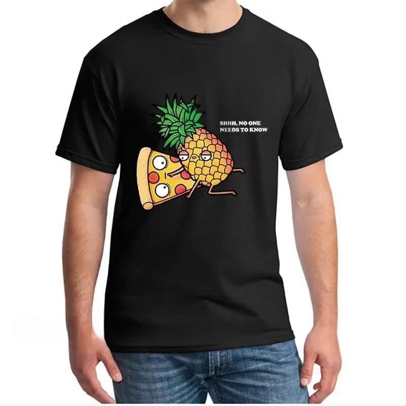 Unisex Kleidung Weiches Ananas Pizza Frucht Print T-Shirt Harleyquill Stil Oberteil Lässig Streetwear Unisex Kurzarm T-Shirt