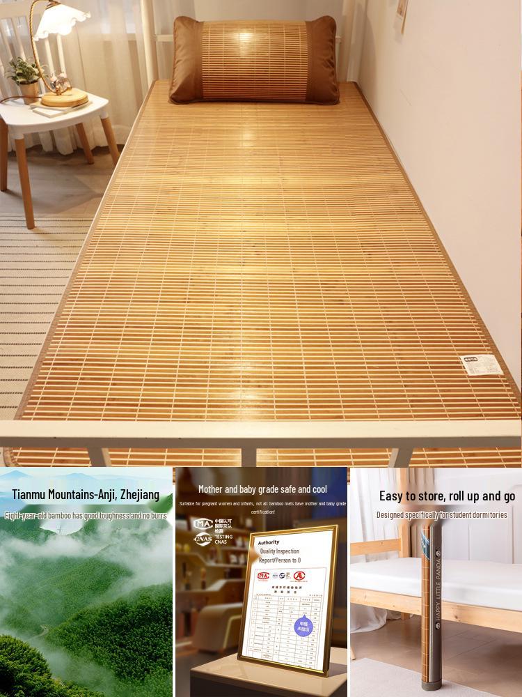 2024 Summer Hard Bamboo Cooling Mat: Foldable, Double-Sided for Dorms and Bedrooms