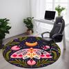 1pc Mothing Flowers Office Round Area Rug, Mat Suitable For Office, Under Office Chairs Bedroom Living Room Home Decor, Room Deco