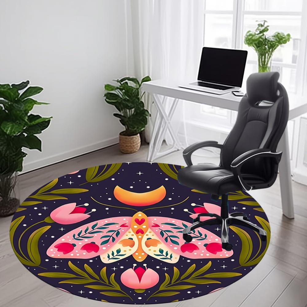 1pc Mothing Flowers Office Round Area Rug, Mat Suitable For Office, Under Office Chairs Bedroom Living Room Home Decor, Room Deco