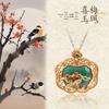 Chinese-Style Gilded Necklace: Plum Blossom & Magpie Pendant with Ruyi Longevity Lock