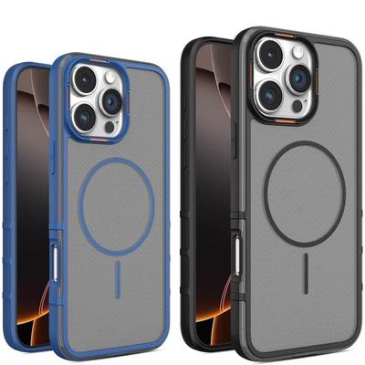 Plaid Magnetic Thin iPhone 16 Case, Compatible with Apple 15/14/13/12 Frosted & Semi-transparent 17pm Models