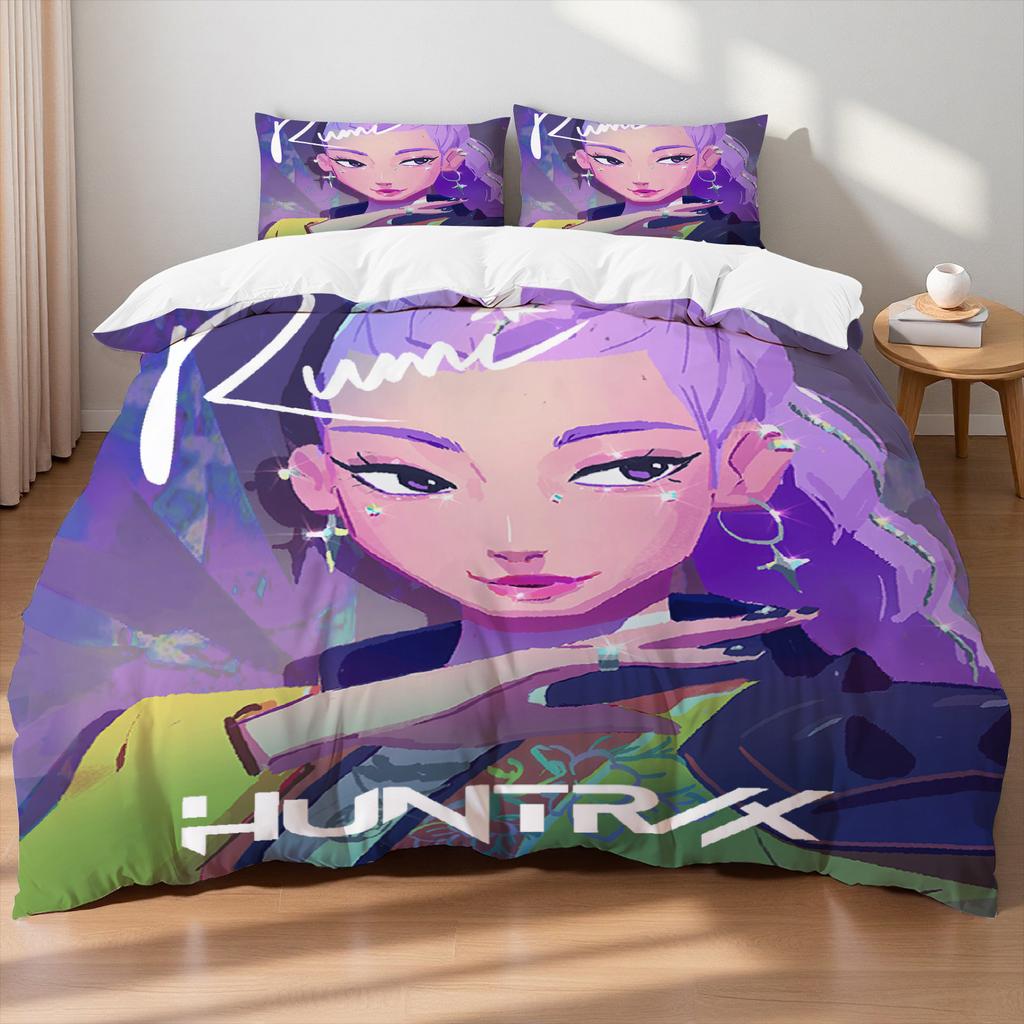 D-Demon Hunters Villain Themed K-Pop Bedding Set Colorful Print Polyester Bed Sheet Duvet Cover Kid Gift Home Textile