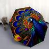 Colorful Peacock Feather Mandala Wall Art DecorUmbrellaPortable 3-Fold Compact Umbrella for Men & Women Gift