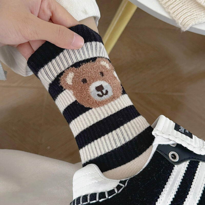 Shanina Striped Teddy Bear Socks 5-Pair Set