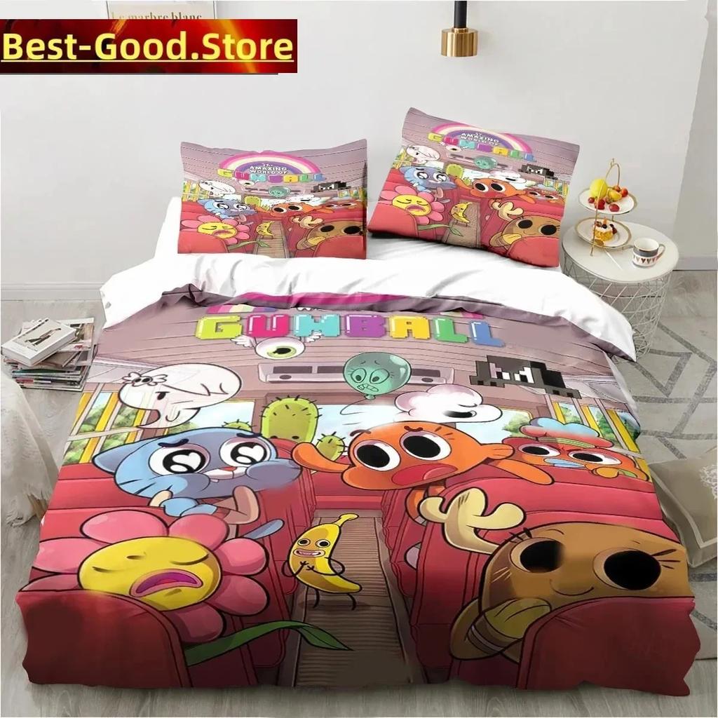 Carton The Amazing World Beding Set Gumbal Young Boys Young Girls Twin Quen King-Sized Dimensionsd Dimensions Soft Duvet Cover Pilowcase Bed boys