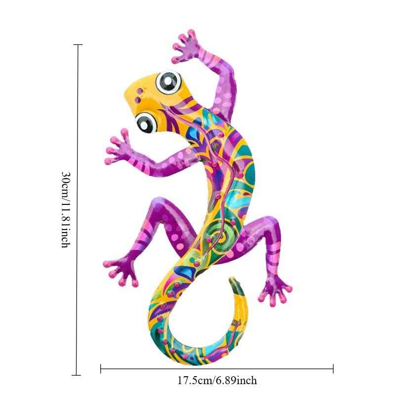 1pc Creative Iron Art Colorful Lizard Wall Hanging Home Metal Crafts Colorful Gecko Wall Decoration