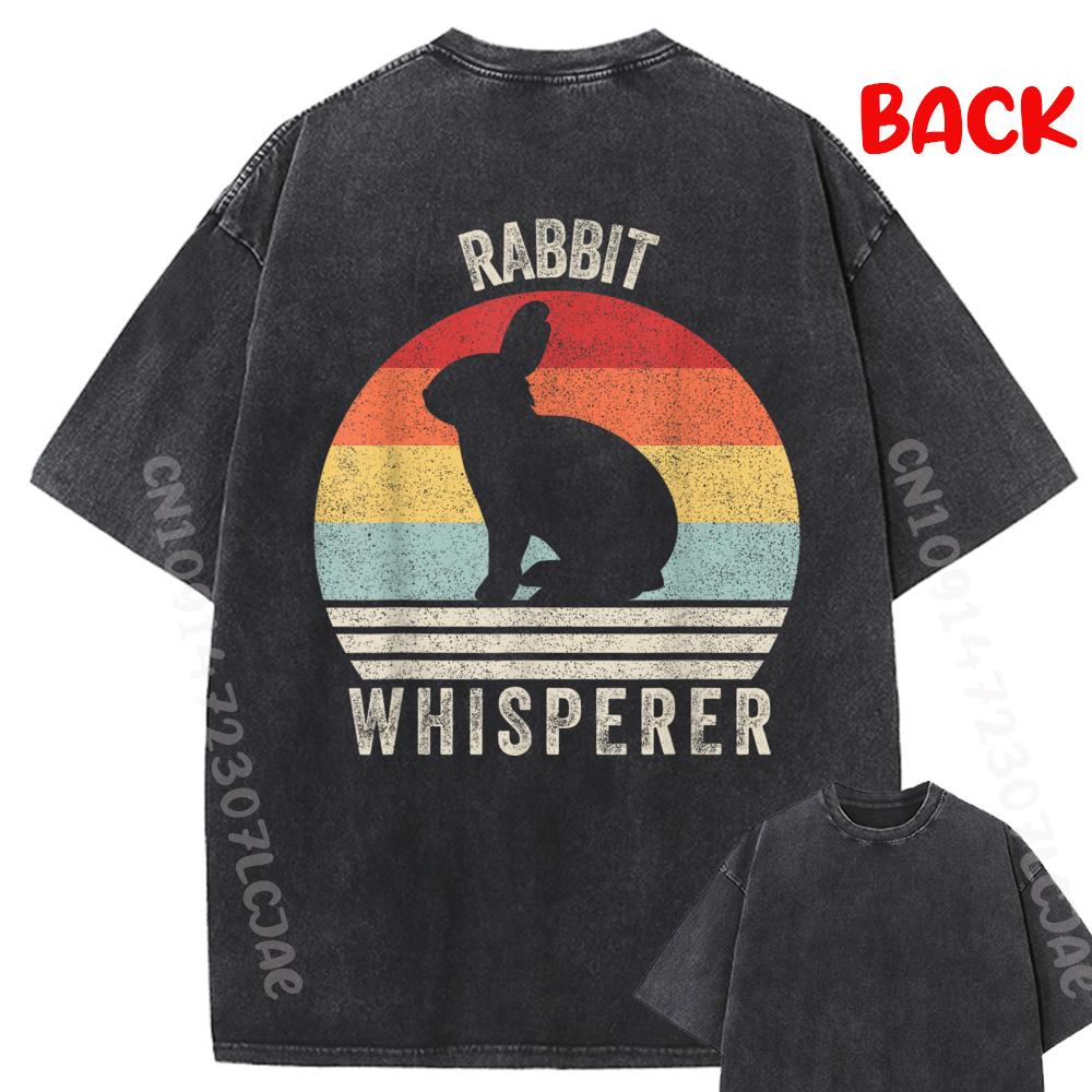 Retro Rabbit Whisperer Shirt Bunny Rabbit Animal Lovers Grpahic Tee Men's Clothing Birthday