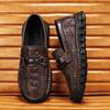 Genuine Leather Men Casual Shoes Crocodile Pattern Mens Loafers Handmade Moccasins Light Soft Male Driving Shoes Slip On Flats