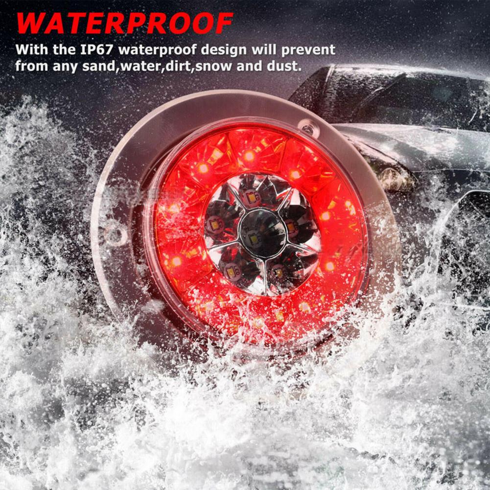 2Pcs Tail Rear Lamp Rear Tail Light Waterproof Energy Saving Anti-deformed 12V/24V Round Taillights Side Lamp For Vehicle