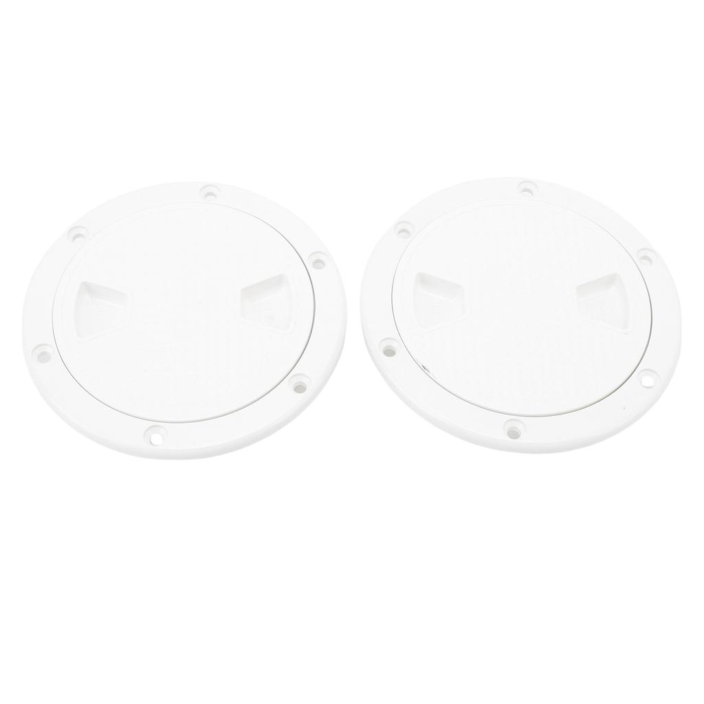 2PCS Boat Hatch Deck Plates Non Slip Round Shape Thickened Rubber Ring Inspection Deck Plate with Detachable Cover White