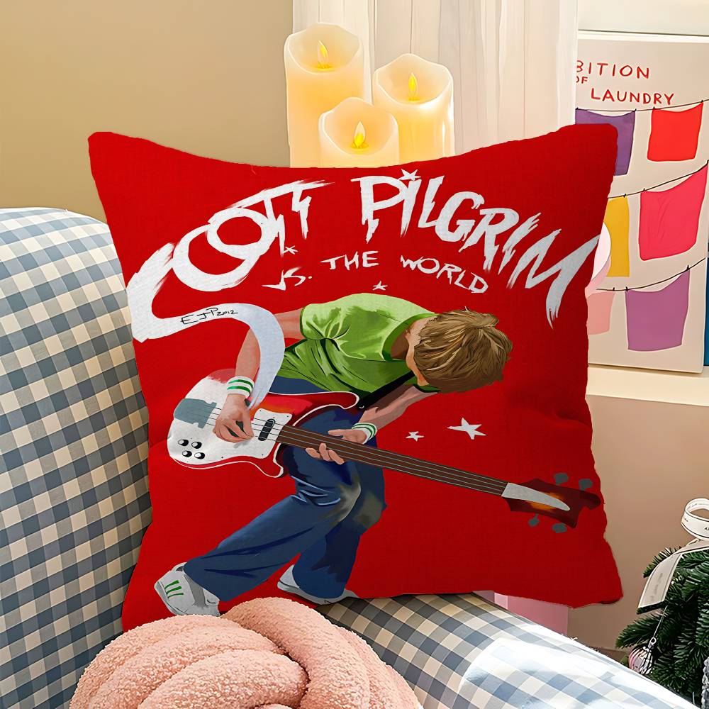 Vintage Movie Scott Pilgrim Vs The World Cushion Cover Car Throw Pillow Case For Sofa Car Christmas Gift 40X40Cm 45X45Cm